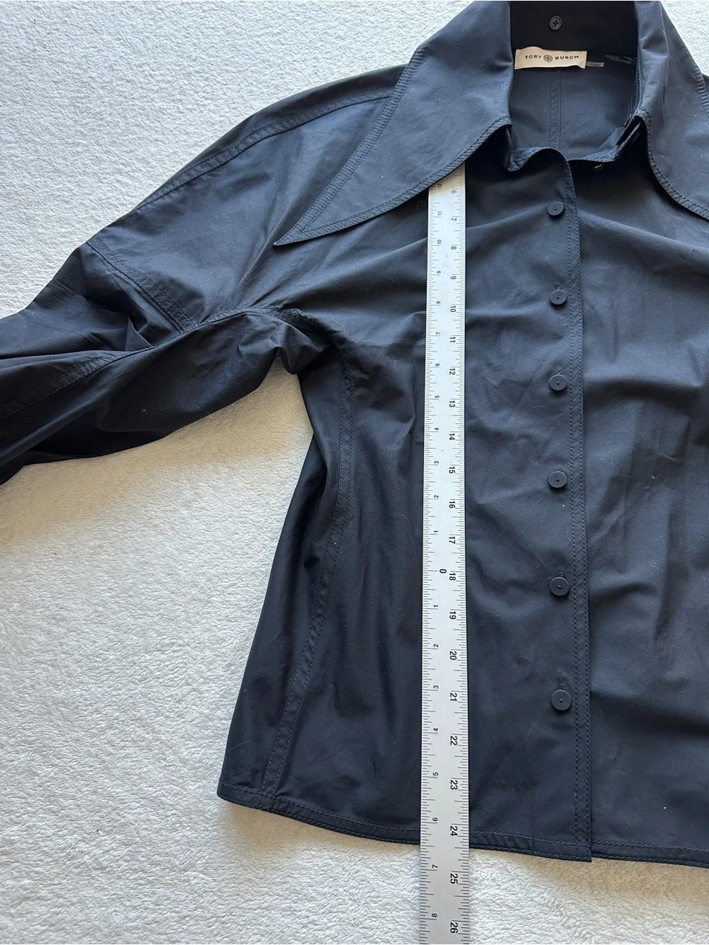 Tory Burch Poplin Shirt Black Cotton size‎ 2 small like NEW removable collar
